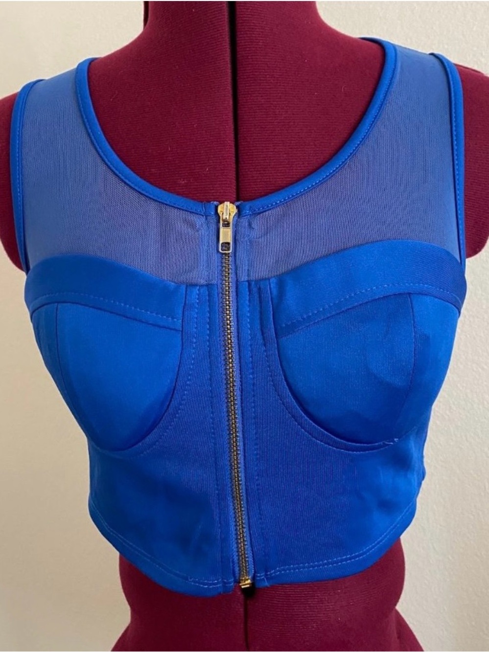 Avenue Electric Blue Zip-Front Crop Top